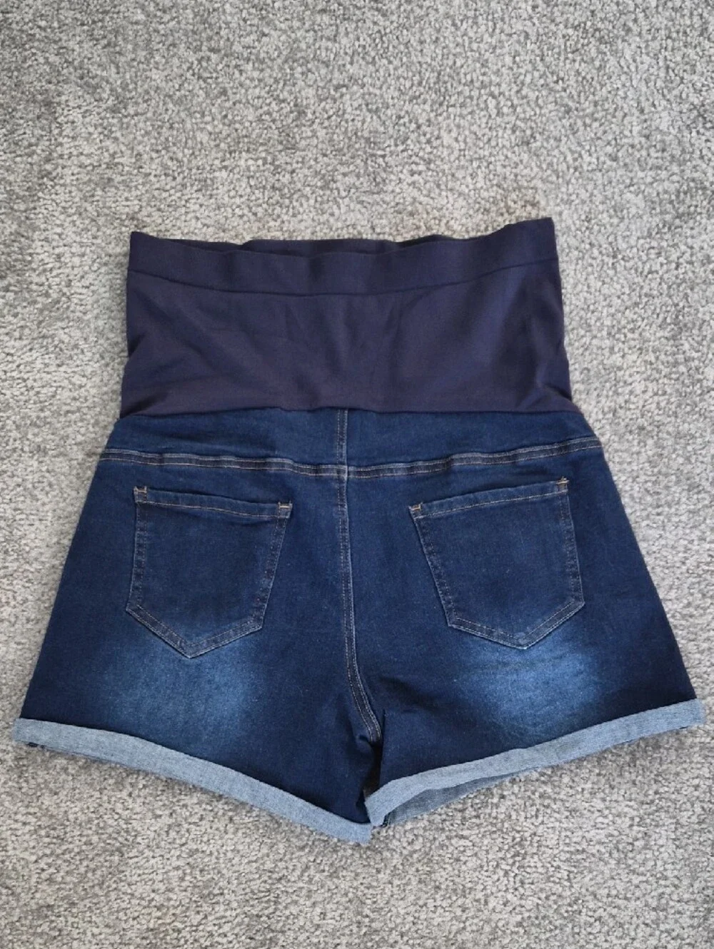 Maternity Denim Shorts with Dark Navy Panel